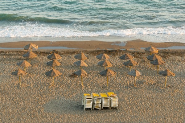 Parasols on a beach